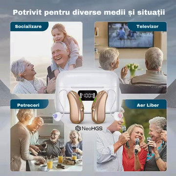 Aparat Auditiv Reincarcabil Digital HGS29 Premium, Sunet Clar, Hands-Free, Incarcare Rapida, Operare Simpla, Design Compact, Display Baterie Carcasa, Bluetooth, Hands-Free