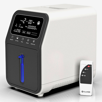 Concentrator de Oxigen Portabil NeoHGS, Capacitate 1-9L/min, Telecomanda , Functie de Aerosoli/Nebulizator, Atomizor, Concentratie Reglabila, Puritate Oxigen 94%, 5kg, Alb