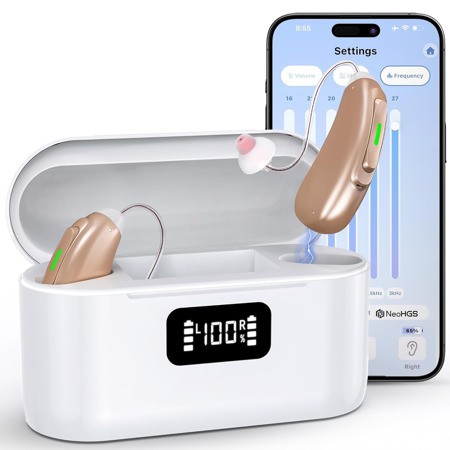 Aparat Auditiv Reincarcabil Digital HGS29 Premium, Sunet Clar, Hands-Free, Incarcare Rapida, Operare Simpla, Design Compact, Display Baterie Carcasa, Bluetooth, Hands-Free